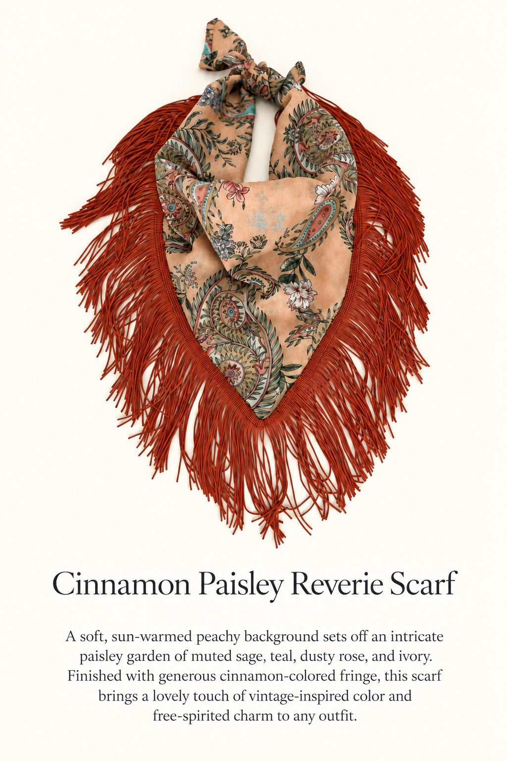 One of a Kind Fringe Bandana - pink/cinnamon fringe