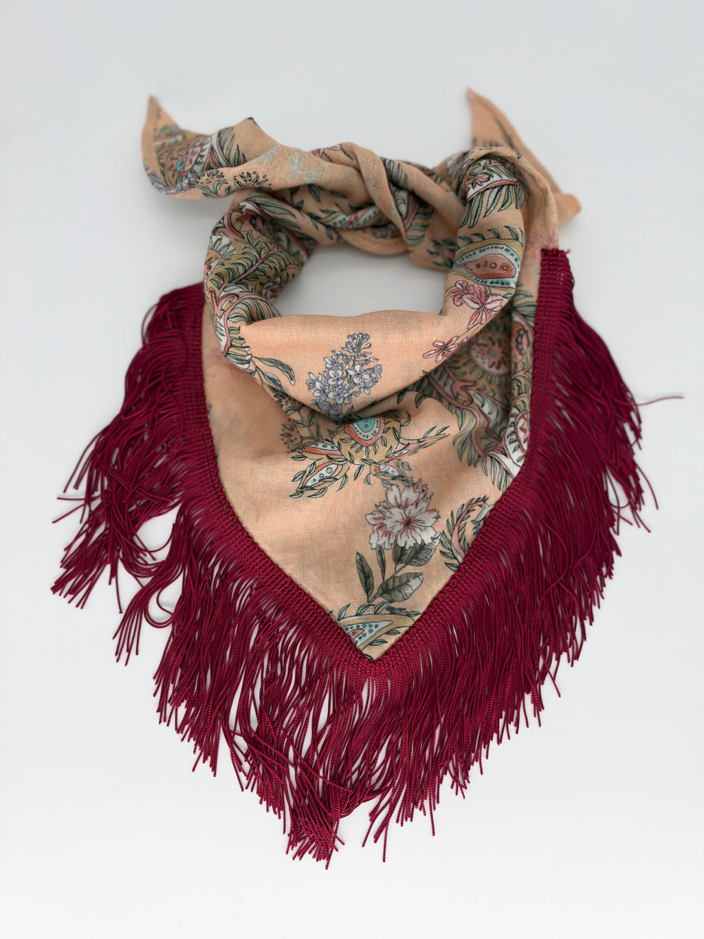 One of a Kind Fringe Bandana - pink/bordeaux fringe