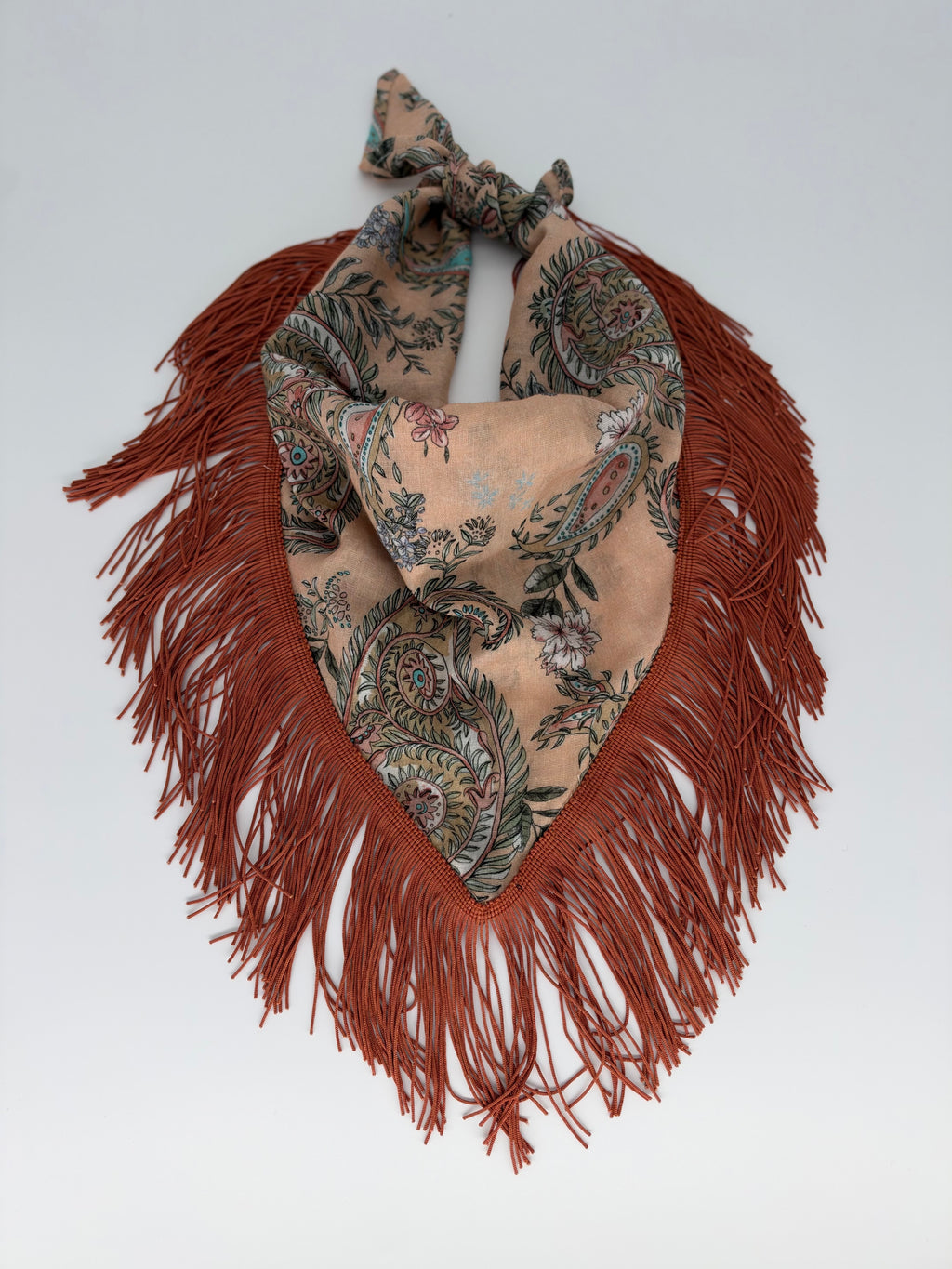 One of a Kind Fringe Bandana - pink/cinnamon fringe
